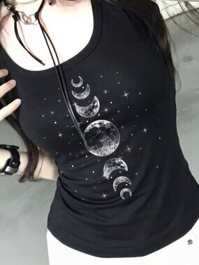 Moon Phases Square Neck Tank - Women's S
